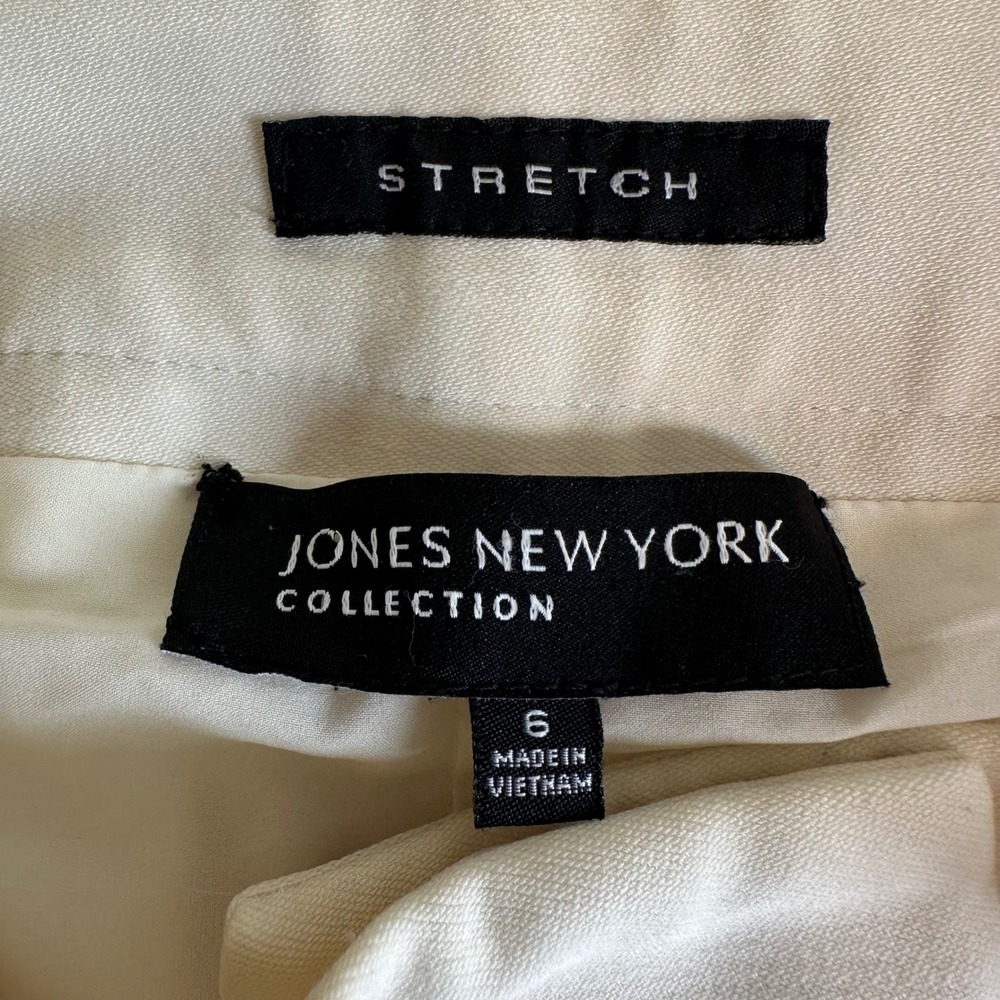 Jones New York Collection Wool Blend Stretch Ivory Trouser Pants Size 6 - Picture 6 of 12